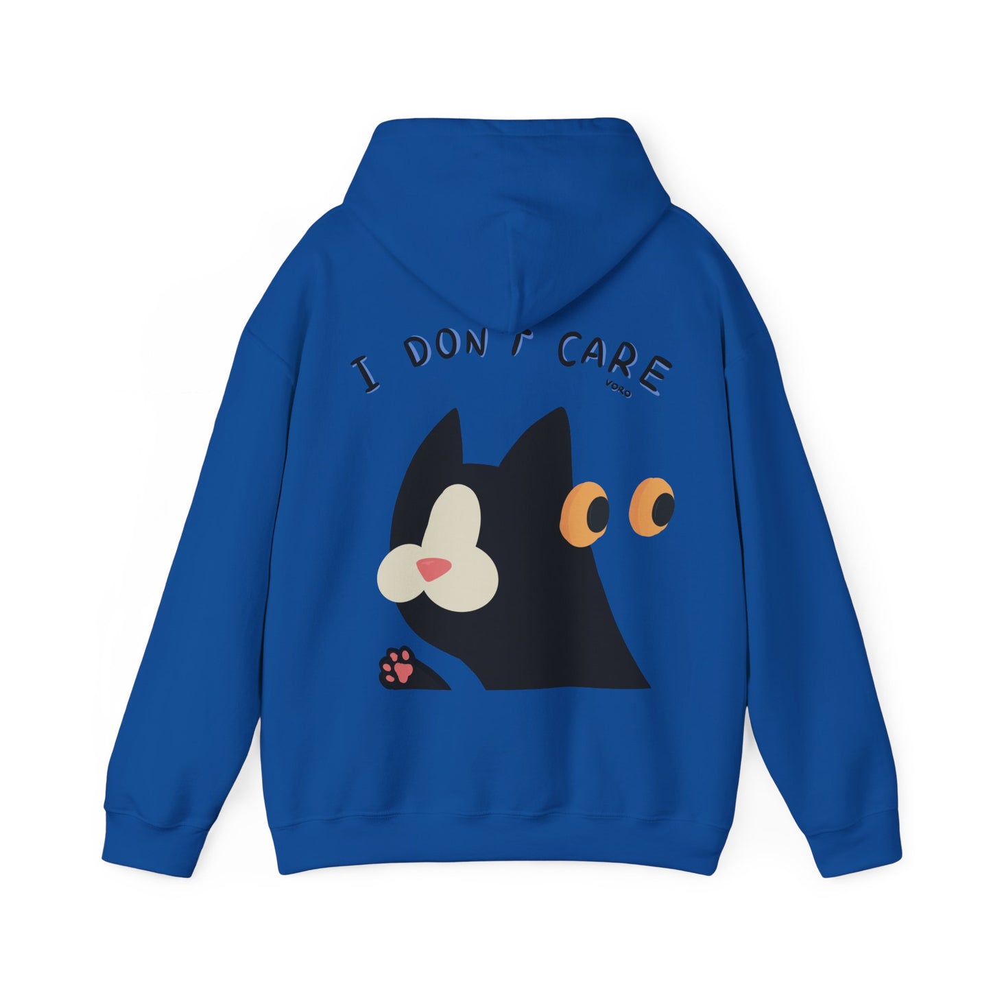 Hooded Sweatshirt - Black Cat 'Don't Care Anything' Design