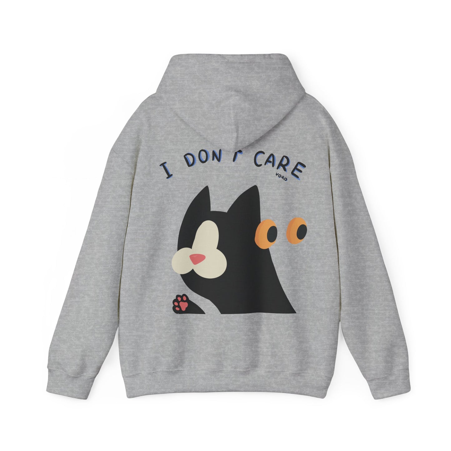 Hooded Sweatshirt - Black Cat 'Don't Care Anything' Design